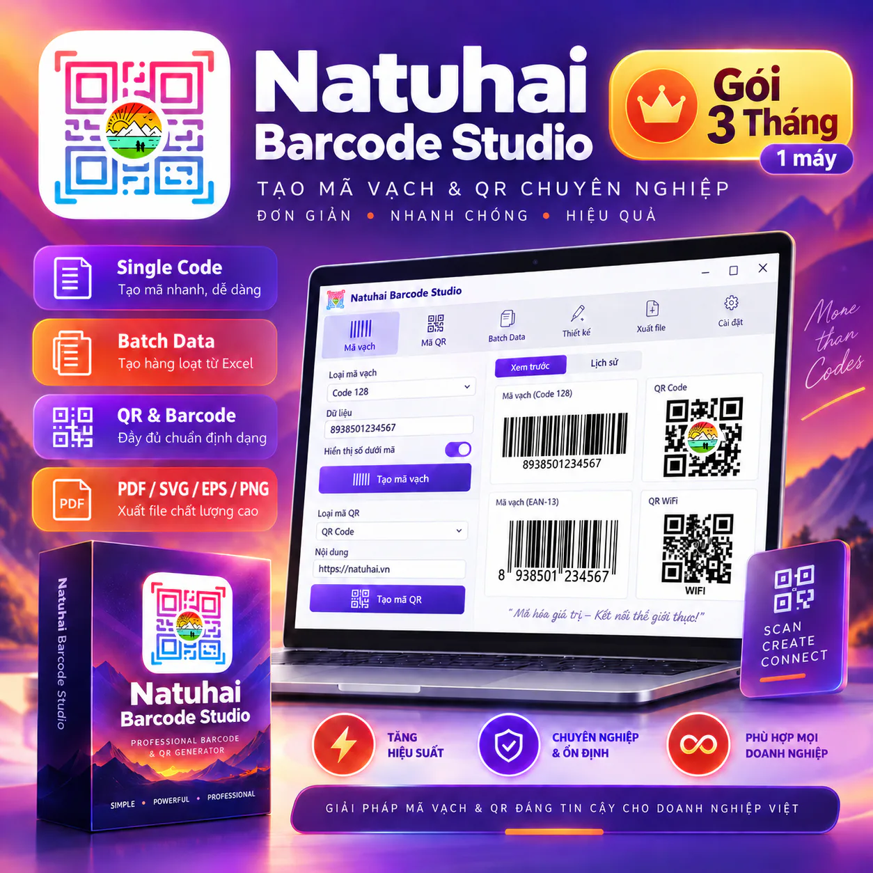 Natuhai Barcode Studio - 3 tháng - 1 máy