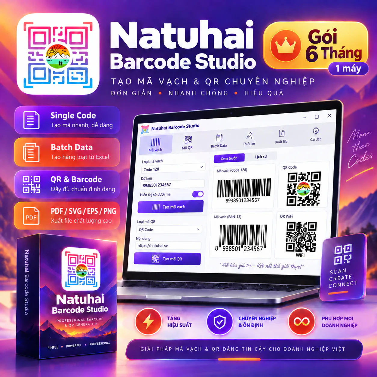 Natuhai Barcode Studio - 6 tháng - 1 máy