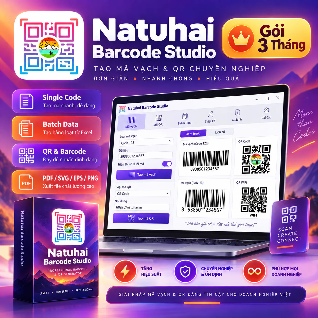Natuhai Barcode Studio - 3 tháng