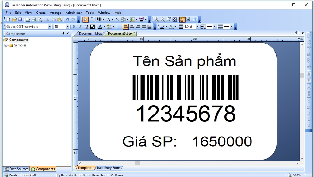 Tạo Tem Barcode với BarTender Designer 2021