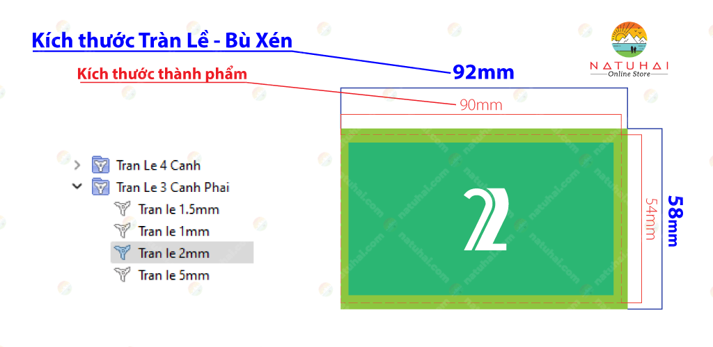 Tràn lề ( bù xén ) 3 cạnh phải 2mm